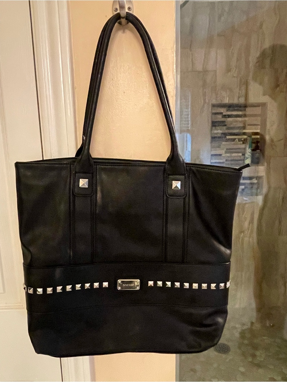 Nine West Black Tote with Silver Stud Detailing